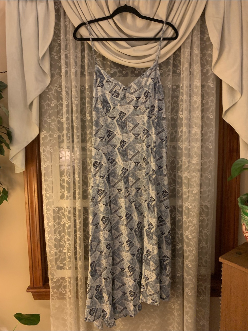 Old Navy Blue Printed Spaghetti-Strap Asymmetrical Dress